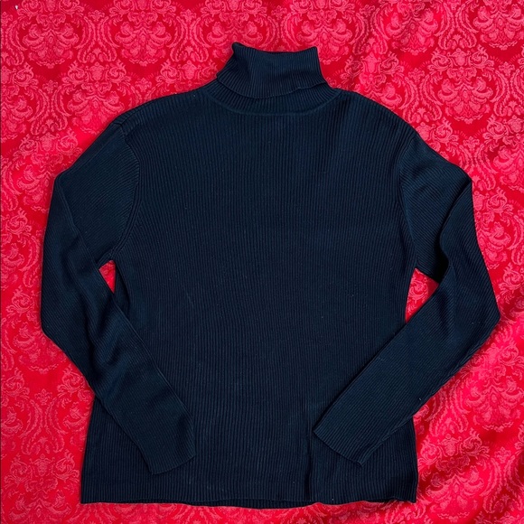 Colette Mordo Women’s Silk Ribbed Black Turtleneck Sweater XL - Picture 2 of 2